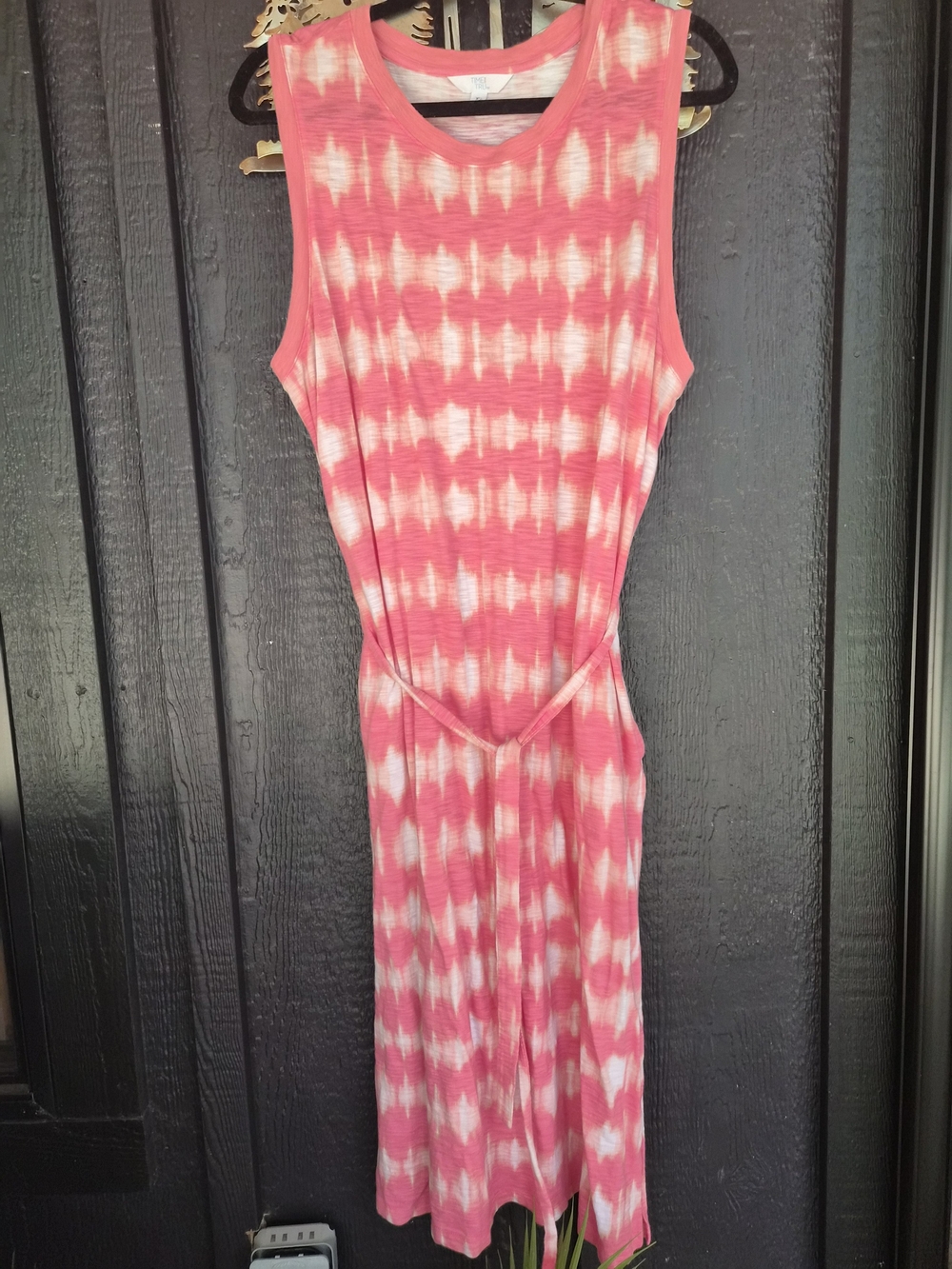 Time and Tru Pink and White Tie-Dye Maxi Dress
